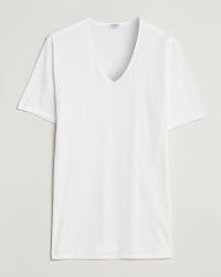 Zimmerli of Switzerland Sea Island Cotton V-Neck T-Shirt White
