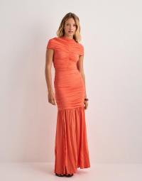 Malina - Orange - Loana Draped Chiffon Maxi Dres
