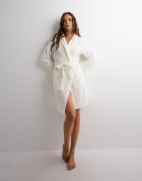Hunkemöller - Hvid - Robe Short Flannel Fleece Emb