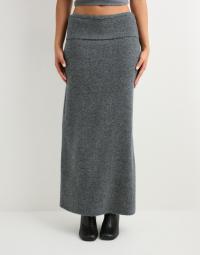 Pieces - Grå - Pcjiko Mw Folddown Ankel Knit Skirt