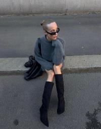 Nelly - Sort - Stiletto Under Knee Soft Boot