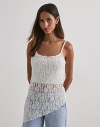 Pieces - Hvid - Pcariana Sl Asymmetric Lace Top D2D