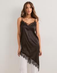 Pieces - Brun - Pcnomi Strap Satin Lace Dress Wvn D