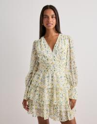 Pieces - Blomstret - Pcmonika Nanna Ls V-Neck Dress Wvn