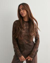 Nelly - Brun - Rose Lace Blouse Top