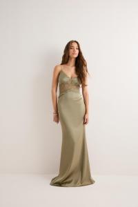 Nelly - Grøn - Lace Insert Dress