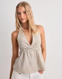 Pieces - Beige - Pcpia Sl Halterneck Top Wvn