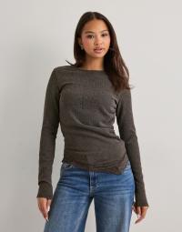 Vero Moda - Brun - Vmluna Ls Asm Lace Detail Top Jrs E