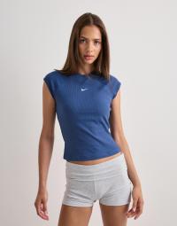 Nike - Blå - W Nsw Chill Knit Rib Ss Top