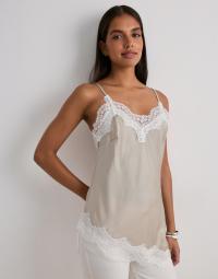 Pieces - Grå - Pcjessa Singlet W/Lace Wvn Bc