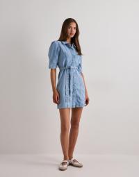 Only - Blå - Onlvibbe Ss Belt Dnm Dress Akm