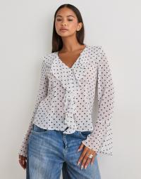 Vero Moda - Hvid - Vmwillow Ls Frill Top Wvn Lcs