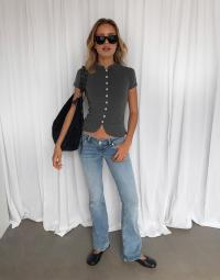 Nelly - Blå - Ultra Low Bootcut Jeans