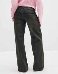 Nelly - Blå - Coated Loose Flare Jeans