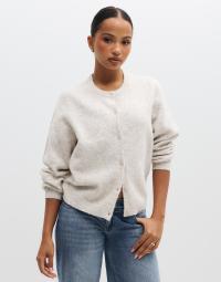 Nelly - Beige - Fuzzy Knit Cardigan