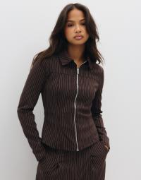 Pieces - Brun - Pcanja Ls Zip Shirt Wvn D2D