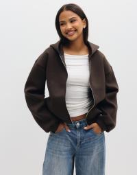 Pieces - Brun - Pcbucuba Ls Zipper Scuba Hoodie Act