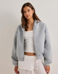 Pieces - Grå - Pcbucuba Ls Zipper Scuba Hoodie Act