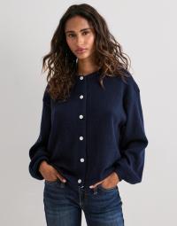 Pieces - Blå - Pcida Ls O-Neck Knit Cardigan Noos
