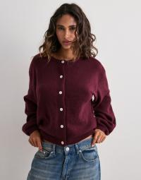 Pieces - Rød - Pcida Ls O-Neck Knit Cardigan Noos