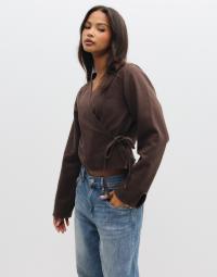 Pieces - Brun - Pcsilvia Ls Wrap Shirt Dnm