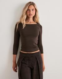 Pieces - Brun - Pcphoebe 3/4 Boatneck Top Jrs Noos