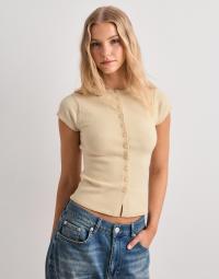 Nelly - Beige - Button Knit Top