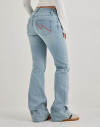 Nelly - Blå - Low Waist Bootcut Stitch Jeans