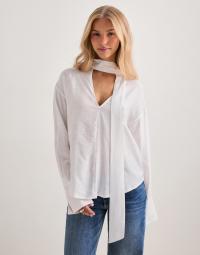 Nelly - Hvid - Scarf Blouse