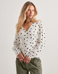 Pieces - Hvid - Pcangie Ls Top Wvn Bc