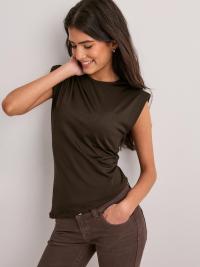 Pieces - Brun - Pcova Sl Ruffle Top Jrs D2D