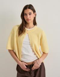 Pieces - Gul - Pcsilly Ss O-Neck Knit Cardigan Noo