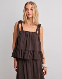 Pieces - Brun - Pcjulia Sl Peplum Top Wvn D2D