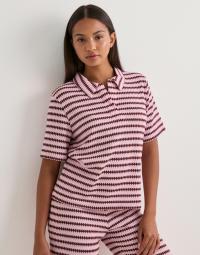 Pieces - Pink - Pcjeya Ss V-Neck Loose Polo D2D Jrs