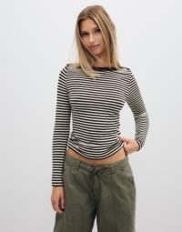 Pieces - Brun - Pcsof Ls Boatneck Top Jrs Dm