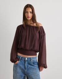 Nelly - Brun - Drapy Chiffon Blouse