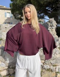 Nelly - Rød - Satin Slit Blouse