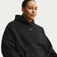 Oversized Nike Studio Fleece-hættetrøje i medium vægt til kvinder - sort