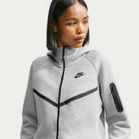 Nike Tech Fleece Windrunner-hættetrøje med lynlås til kvinder - grå