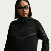 Nike Tech Fleece Windrunner-hættetrøje med lynlås til kvinder - sort