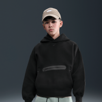 Oversized Nike Tech Fleece-pullover med hætte til større børn (drenge) - sort