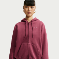 Nike Studio Fleece-hættetrøje i medium vægt med lynlås i fuld længde til kvinder - rød