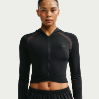 NikeSKIMS Stretch Knit Baby-hættetrøje med fuld lynlås til kvinder - sort