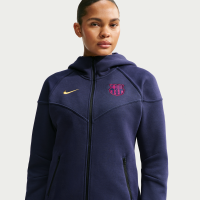 FC Barcelona Tech Fleece Nike Football Windrunner-hættetrøje med fuld lynlås til kvinder - blå