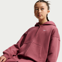 Oversized Nike Studio Fleece-hættetrøje med lynlås i fuld længde til større børn (piger) - rød