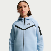 Nike Tech Fleece-hættetrøje med fuld lynlås til piger - blå