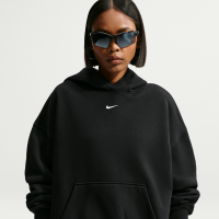 Oversized Nike Studio Fleece-hættetrøje i medium vægt til kvinder - sort