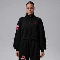 Kort Jordan Brooklyn Fleece-top med 1/4 lynlås til kvinder - sort