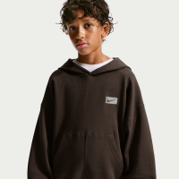 Oversized Nike -pullover med hætte til større børn (drenge) - brun