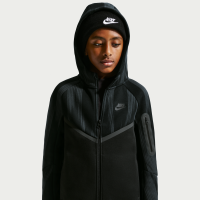 Nike Tech Fleece-hættetrøje med lynlås til større børn (drenge) - sort